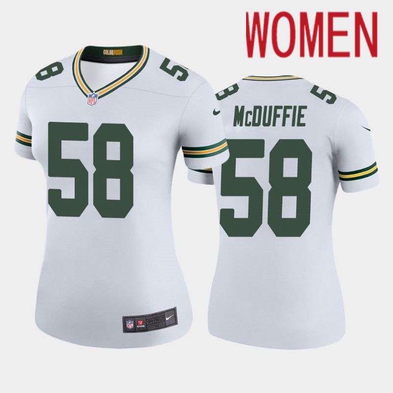 Women Green Bay Packers #58 Isaiah McDuffie White Nike Game NFL Jersey->women nfl jersey->Women Jersey